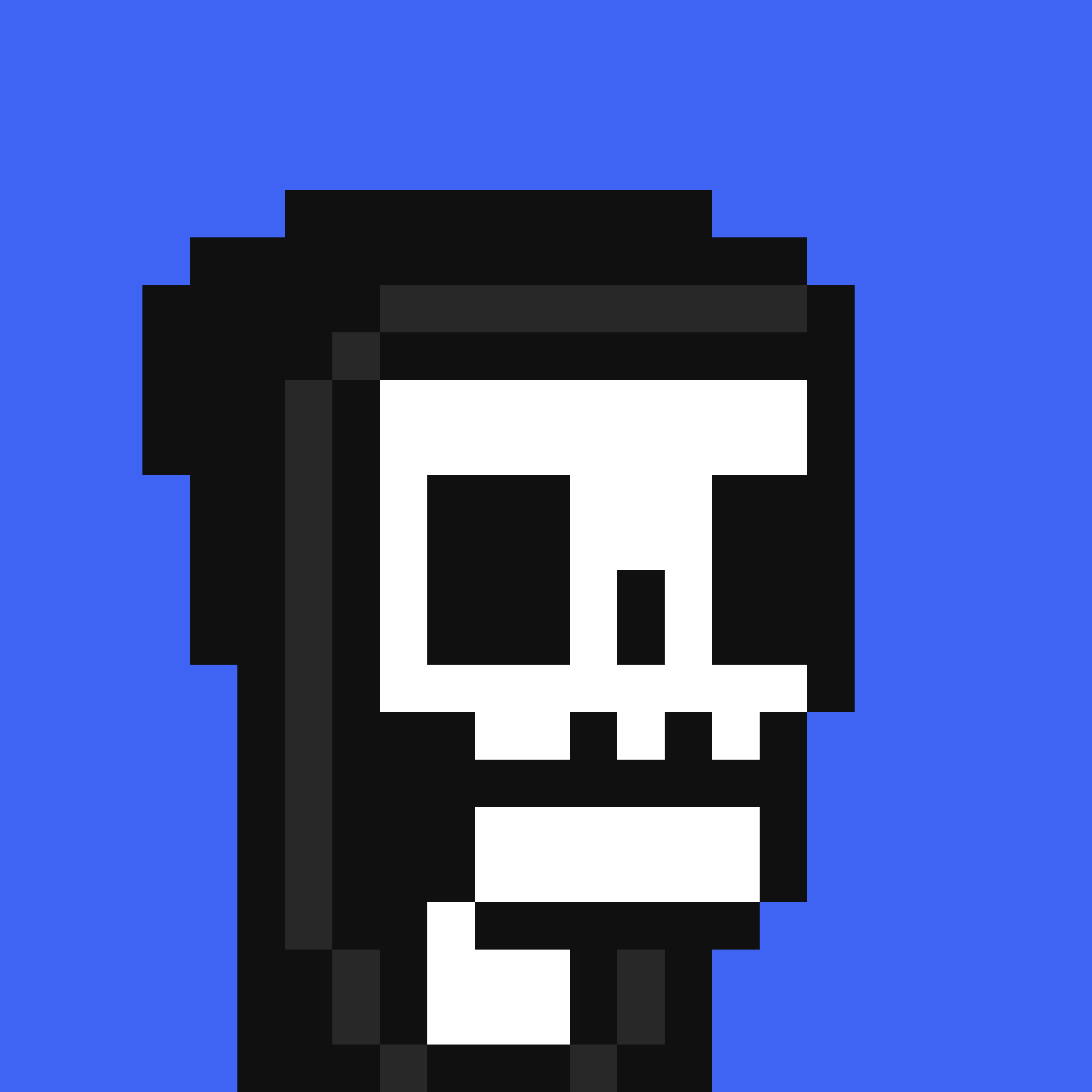Revealed Cipherz portrait: a white pixel skull in black headwear against a vivid blue background.